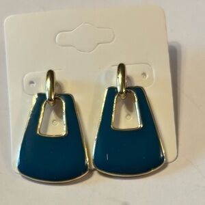Vintage Elegant Teal Blue and Gold Earrings